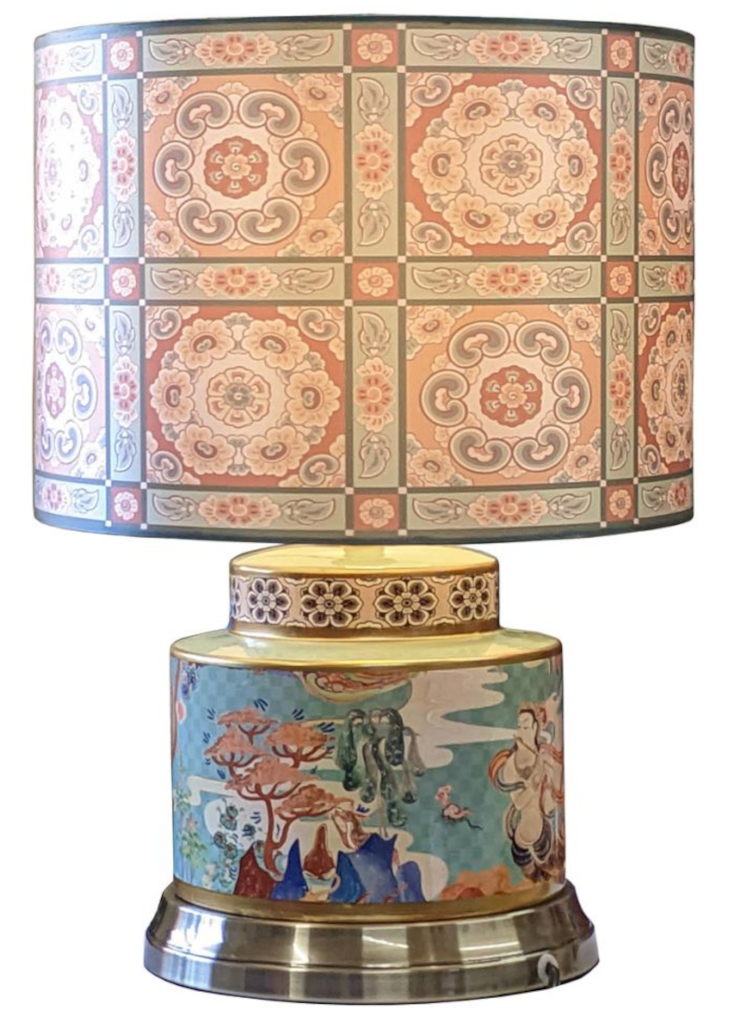 Chinese Vase Table Lamp with Shade - Dunhuang Apsara Pattern - 57cm