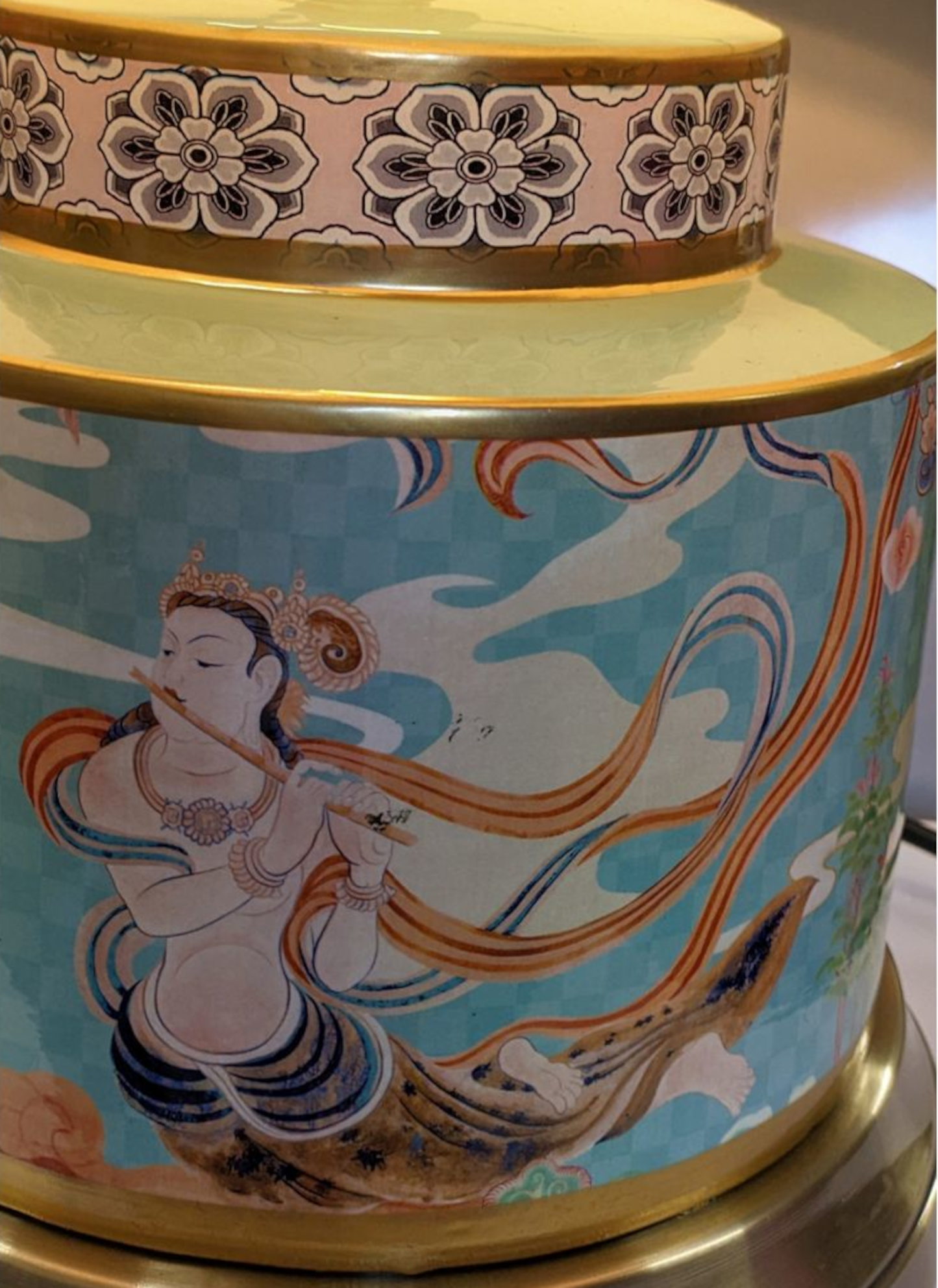 Chinese Vase Table Lamp with Shade - Dunhuang Apsara Pattern - 57cm