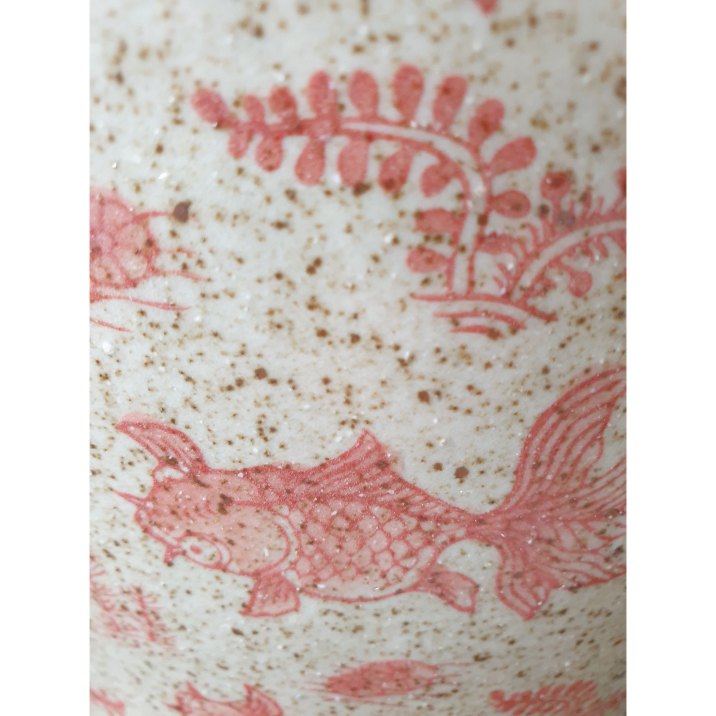 Pair of Chinese Vase Shaped Table Lamps with Shades - Goldfish Pattern - 66cm