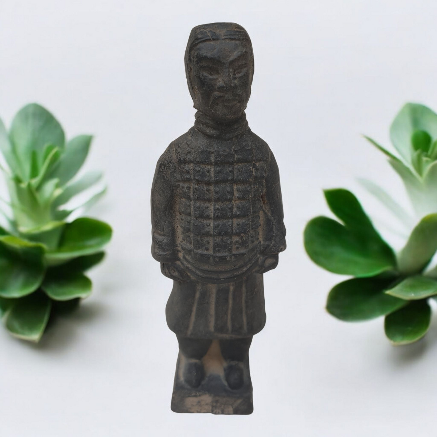Terracotta Warrior and Horse - Set of 2 Figures - 12cm - Brocade Gift Box