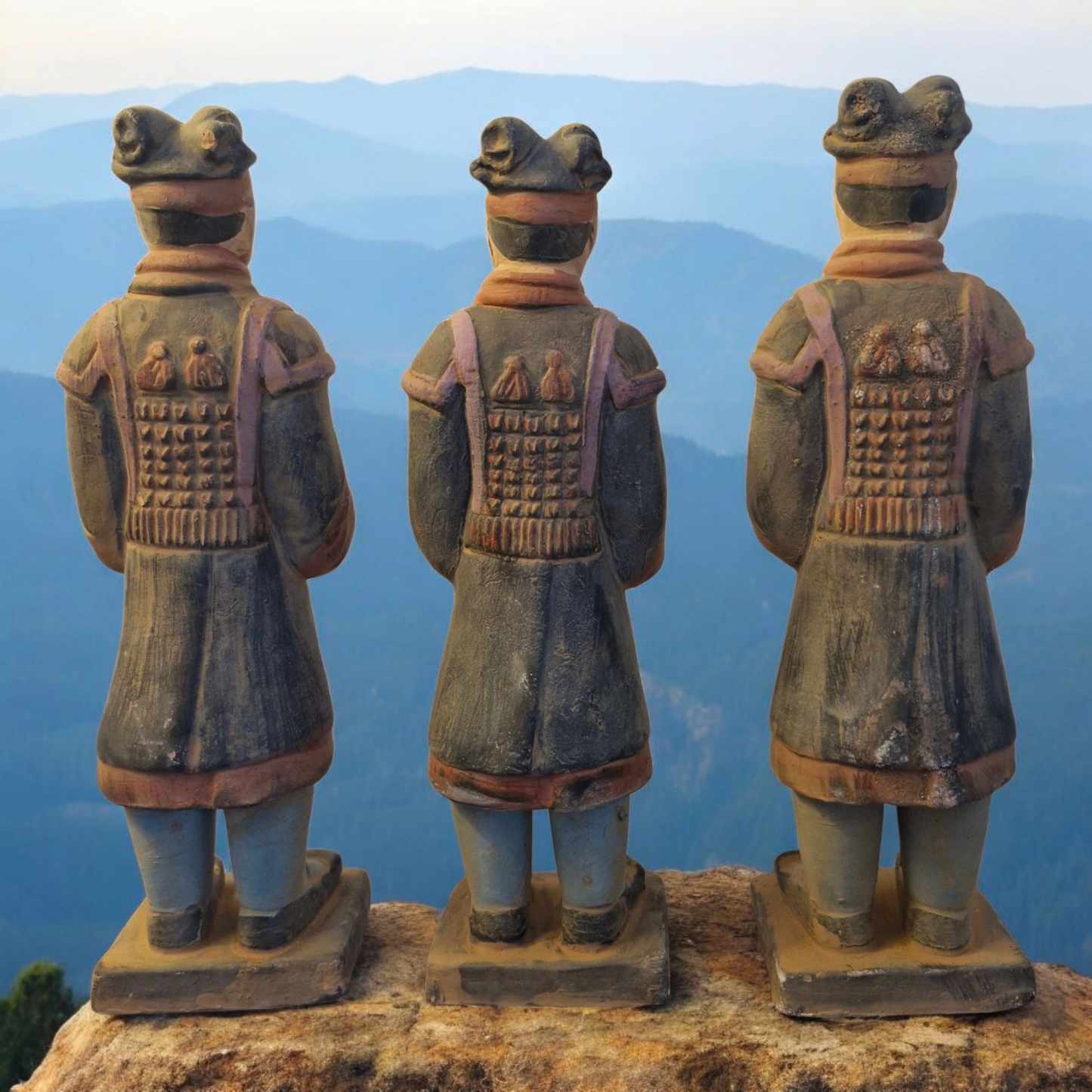 Terracotta Warriors - Set of 3 Figures - Painted Colours - 20cm