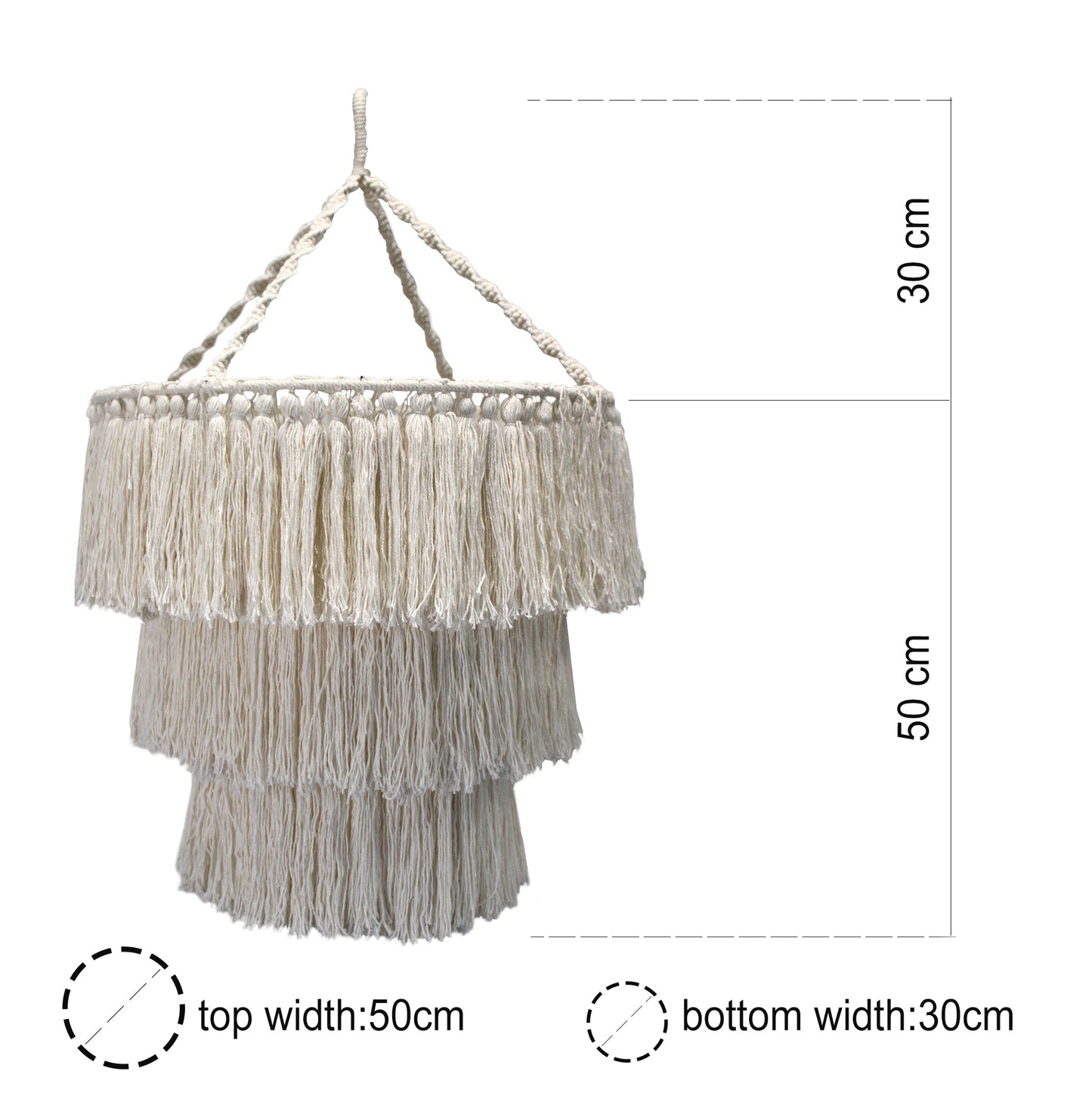 Macrame Soft Chandelier - Natural Colour - Natural Material - 80cm x 50cm