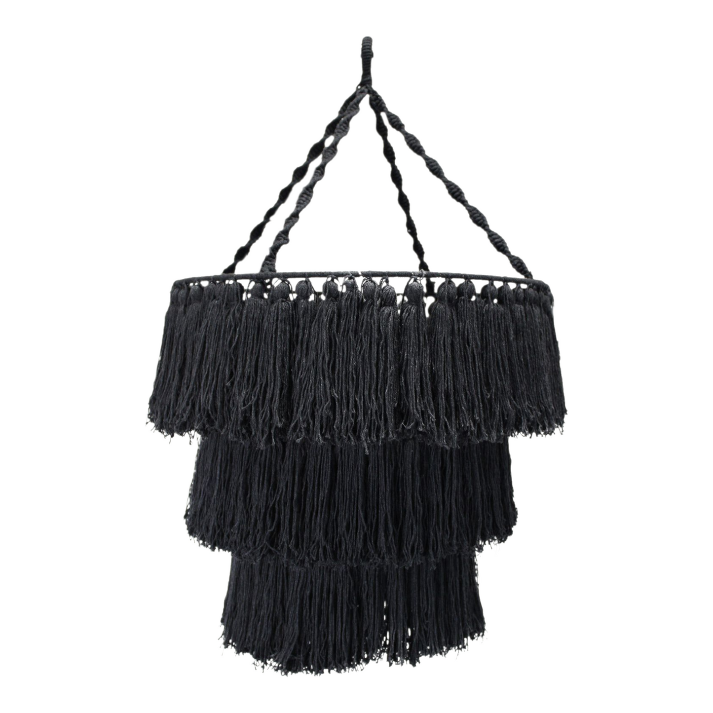 Macrame Soft Chandelier - Black Colour - Natural Material - 80cm x 50cm