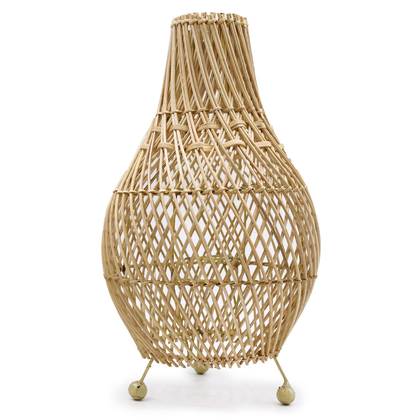 Rattan Table Lamp - Natural Colour - Switched Cable and Bulb - 39cm Tall