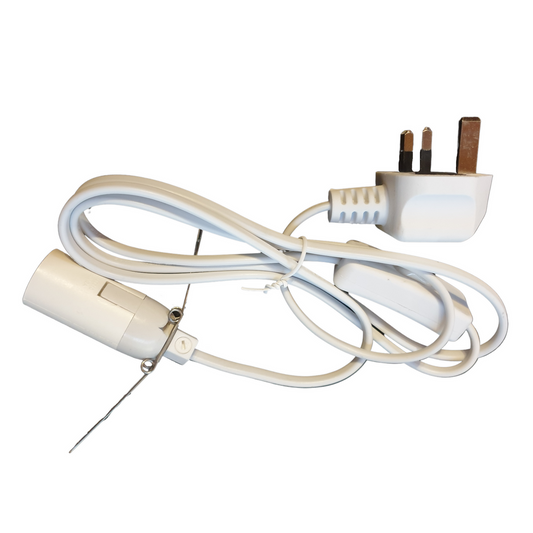 Replacement Cable for Selenite Tower Lamps - White - 240v - UK Plug