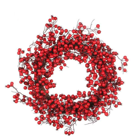 Christmas Wreath - Artificial Red Berries - Large Size - 50cm