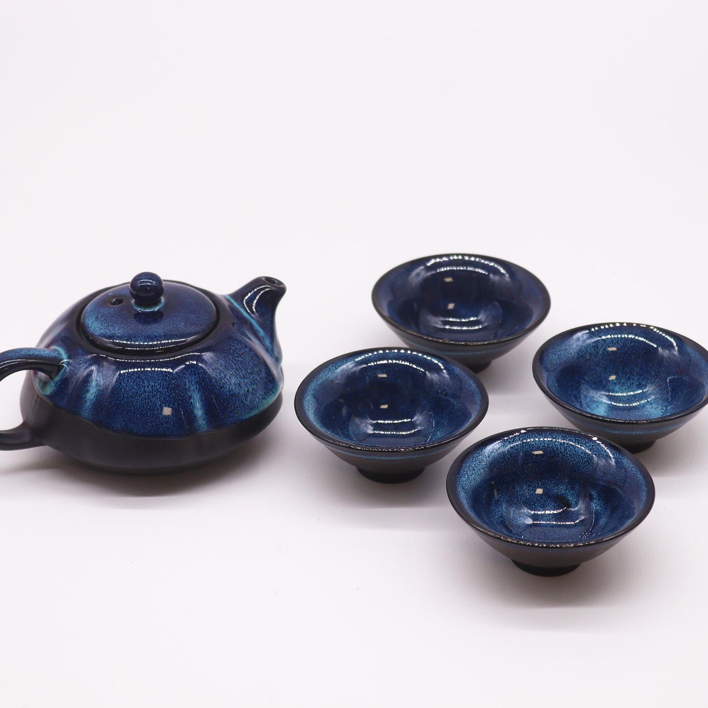 Chinese Blue Tea Set - Tea Pot & Four Cups - Gift Box - Small Size - 200ml