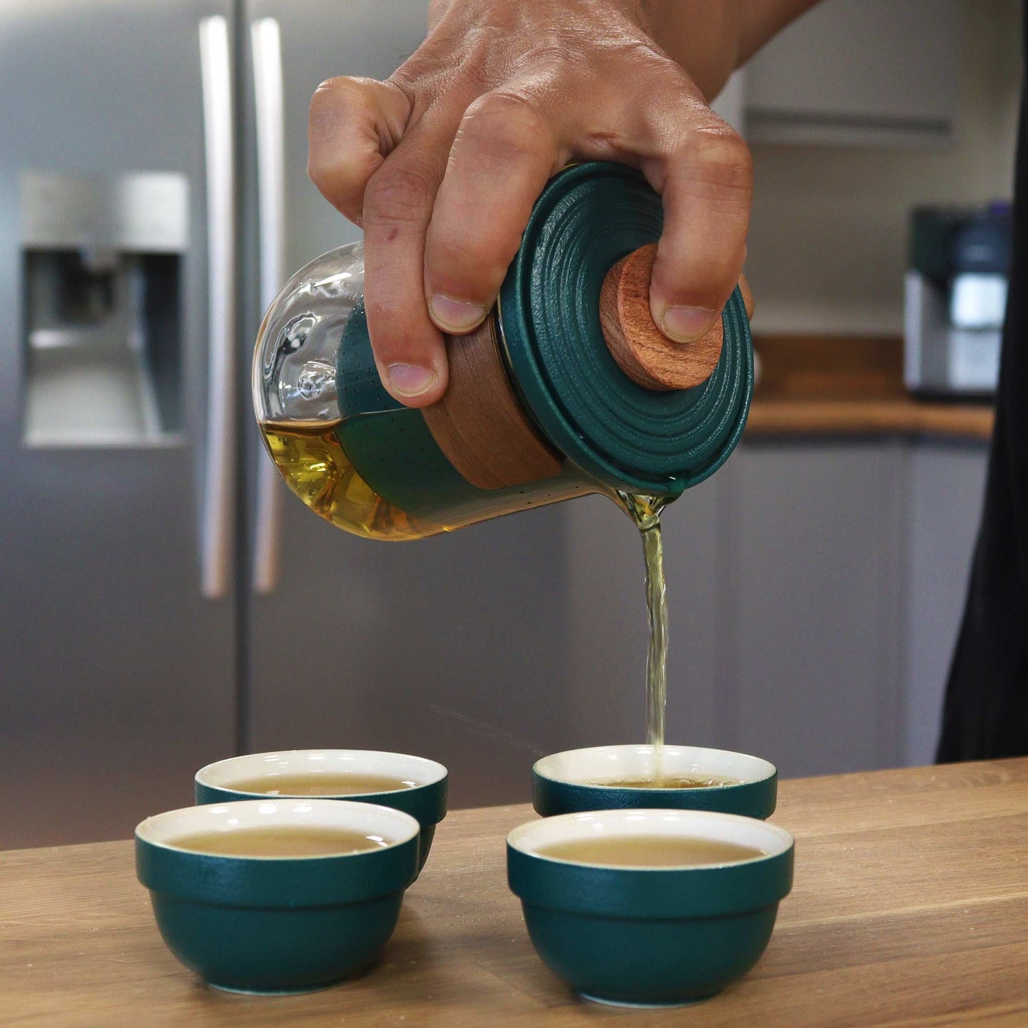 Chinese Travel Mountain Green Tea set - Four Cups - Zip Up Travel Pack - 300ml