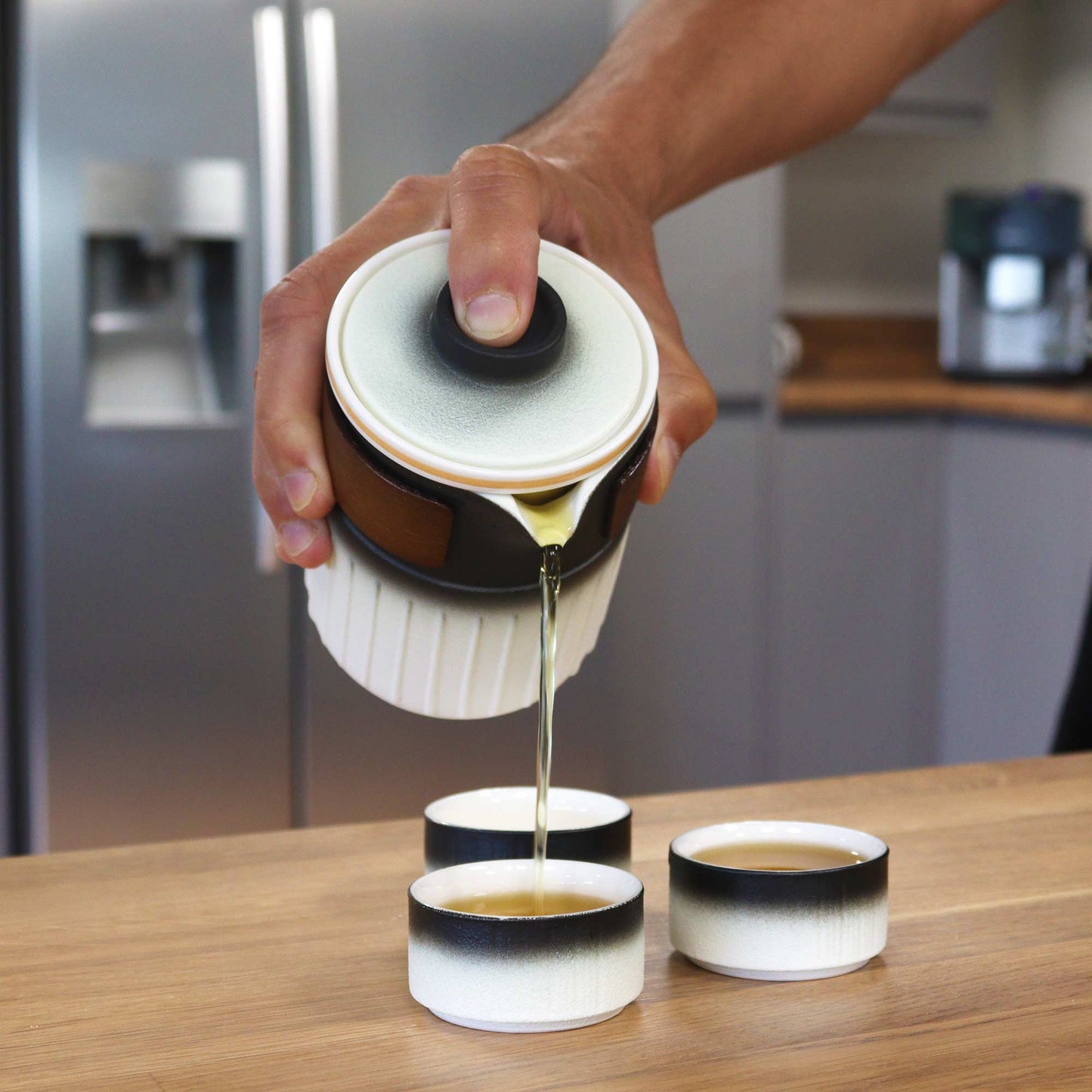 Chinese Travel Modern Ceramic Tea set - Three Cups - Zip Up Travel Pack - 300ml