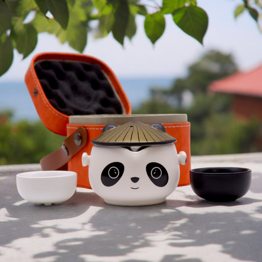 Chinese Kung Fu Panda Teapot Set - Two Cups - Travel Pack