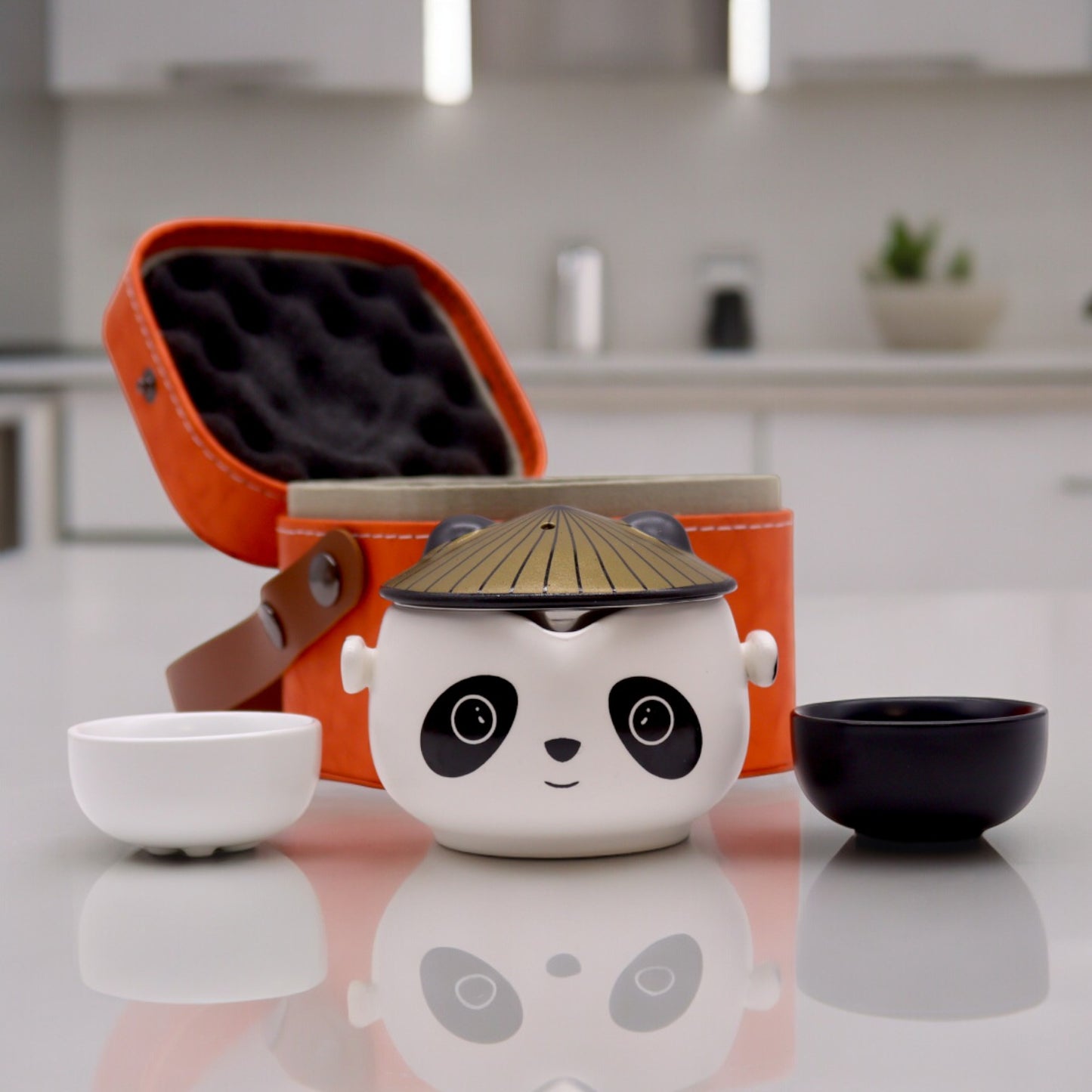 Chinese Kung Fu Panda Teapot Set - Two Cups - Travel Pack