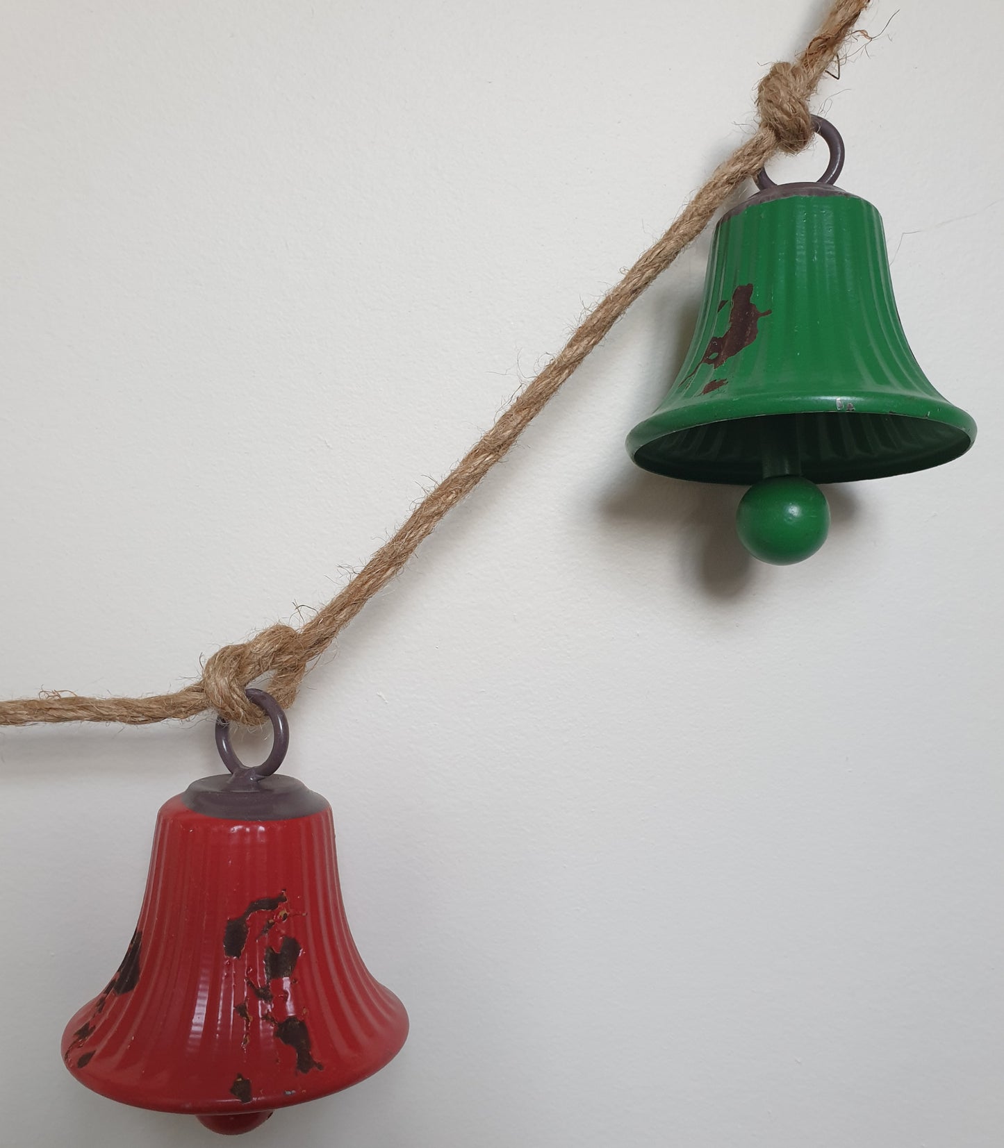 Metal Christmas Bell Garland - Distressed Finish - 10cm x 140cm