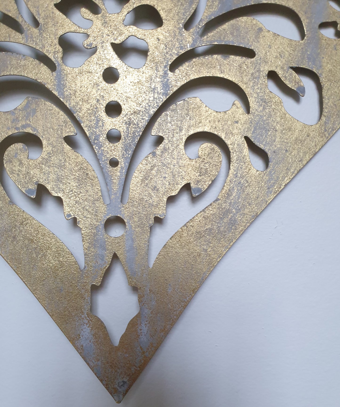 Gold Metal Hanging Heart - Christmas Decoration - Hand Finished - 31cm