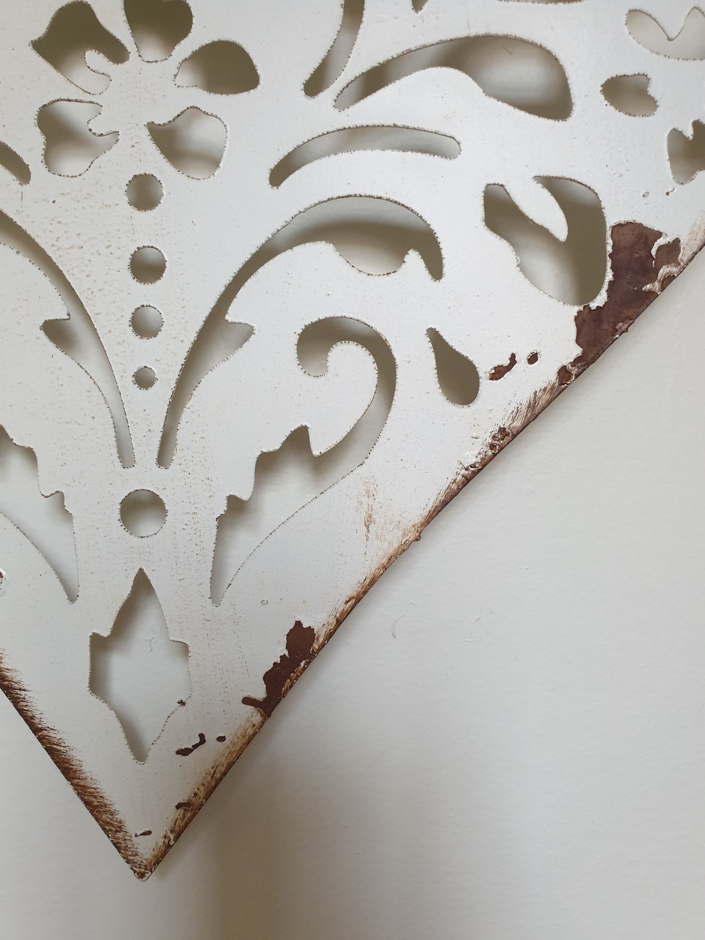 White Metal Hanging Heart - Christmas Decoration - Distressed Finished - 31cm